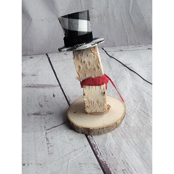 rustic wooden Slice snowman handmade winter decor Countrycore Farmhouse #2 - Picture 3 of 7